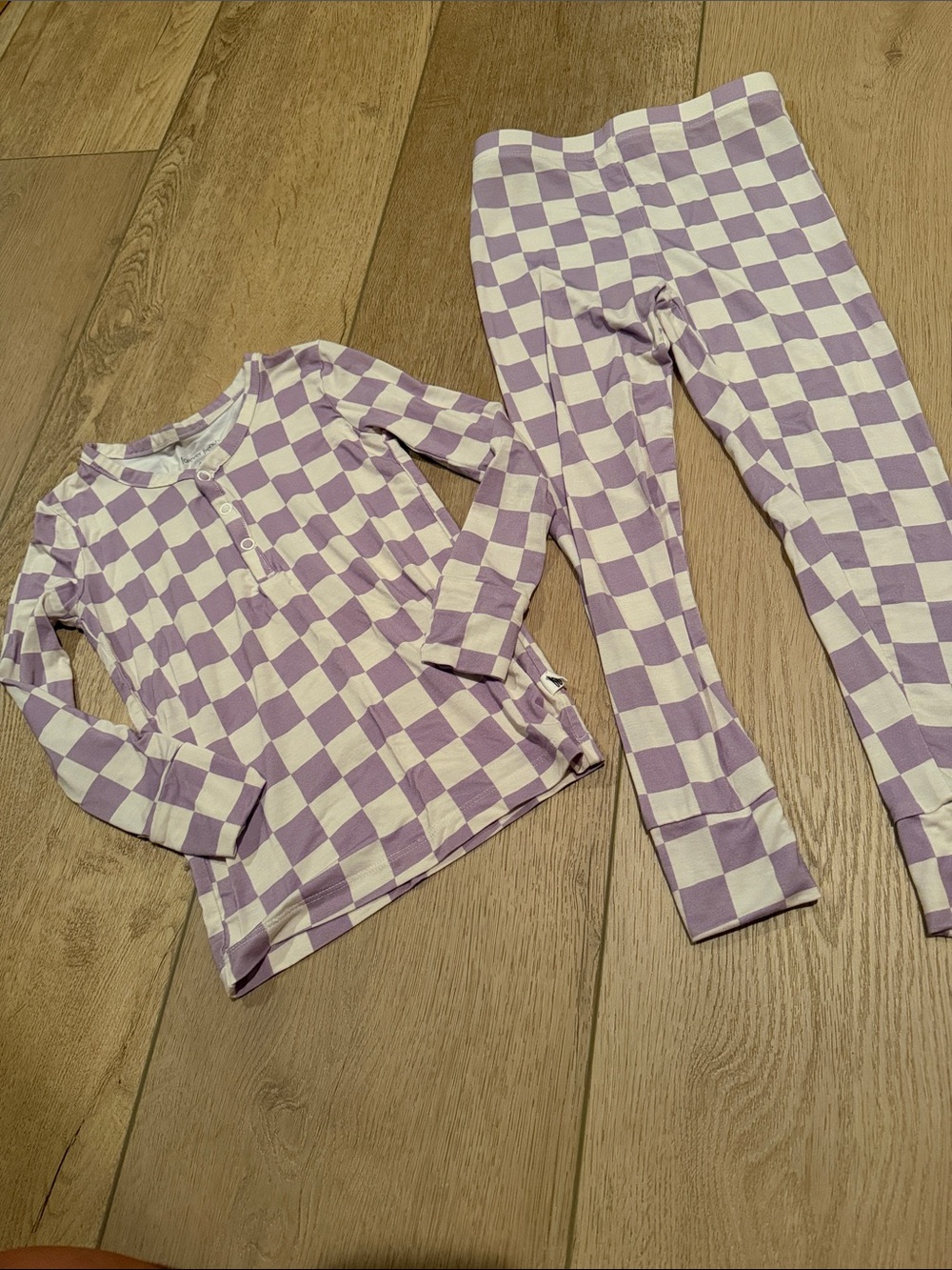 Kids Checkered Lavender & White Pajama Set